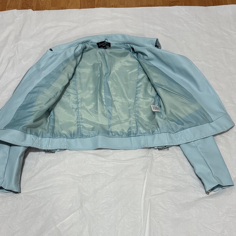 Light Blue Leather Jacket - Picture 3 of 4